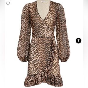Ganni Leopard Print Wrap Dress NWOT  34/2